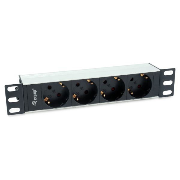 Regleta EQUIP 4xSchuko Cable 1.5m Rack 1U Negra/Plata (EQ333311)