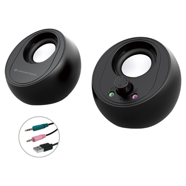 Altavoces CONCEPTRONIC con Micrófono 2.0 10W 3.5mm Bluetooth 5.0 USB-A Negro (BJORN01B)