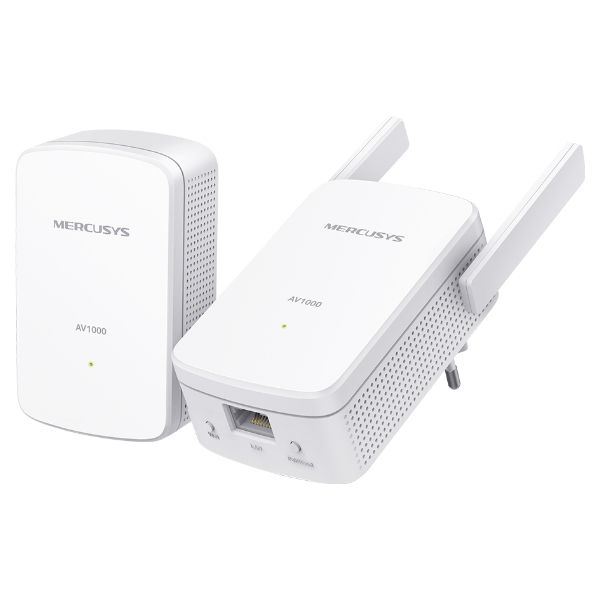 Powerline Mercusys AV1000 WiFi 4 Ethernet GbE 2 Antenas Externas Kit 2 Blanco (MP510 KIT)
