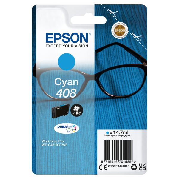Tinta Epson 408 Cian 14.7ml 1100 páginas (C13T09J24010)