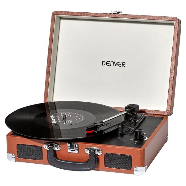 Tocadiscos DENVER USB con altavoz Marrón (VPL-120BROWN)