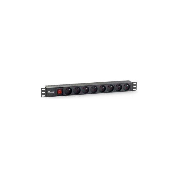 Regleta EQUIP 8 Tomas Francesas Interruptor Cable 1.8m Rack 1U Negra (EQ333285)