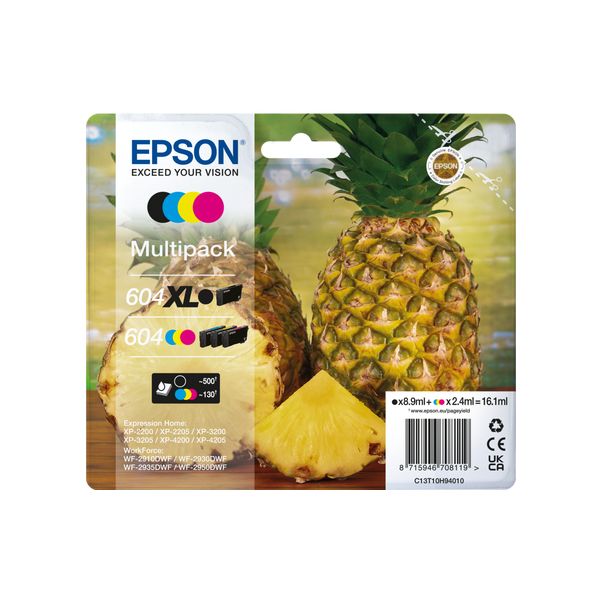 Tinta EPSON Nº604XL 4Colores 604XL/604 BK+C+M+Y (C13T10H94010)