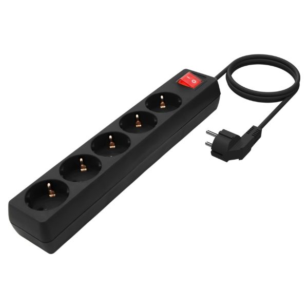 Regleta AISENS 5xSchuko Interruptor Cable 1.4m Negra (A154-0652)