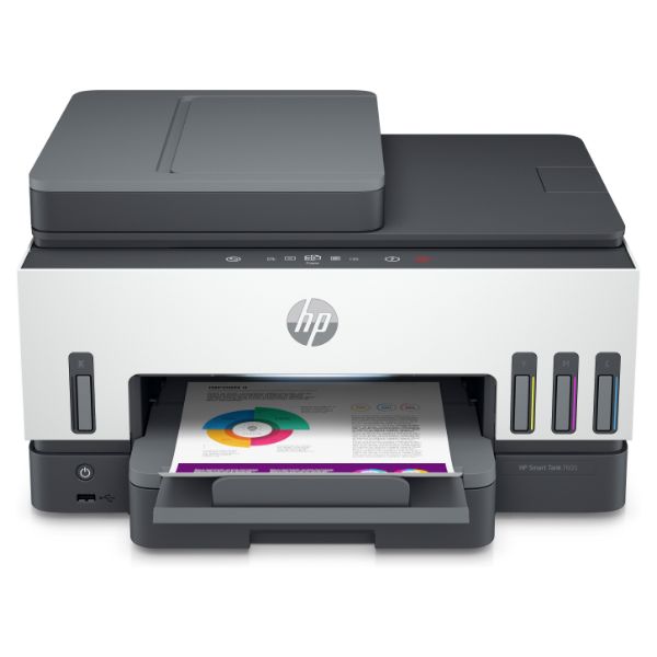 Impresora Multifunción HP Smart Tank 7605 Pantalla LCD 4800x1200dpi A4 Color ADF 1xUSB 2.0 WiFi 5 Bluetooth Ethernet Fax Dúplex Blanca/Gris (28C02A)