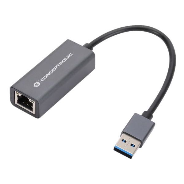 Adaptador CONCEPTRONIC USB 3.0 a RJ45 Compatible con Nintendo Switch Gris (ABBY08G)