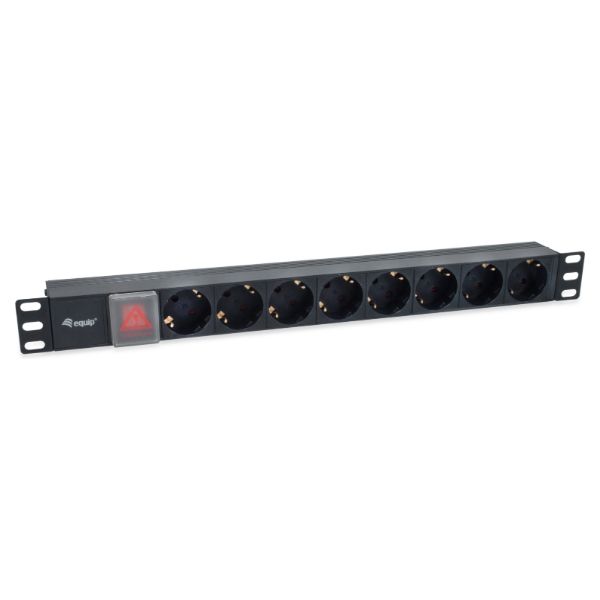 Regleta EQUIP 8tomas Rack 19' 1U, cable IEC, con interruptor. (EQ333286)