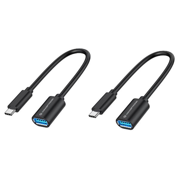 Cable CONCEPTRONIC USB-C/M a USB-A/H OTG 2 Unidades 0.2m Negro (ABBY11B)