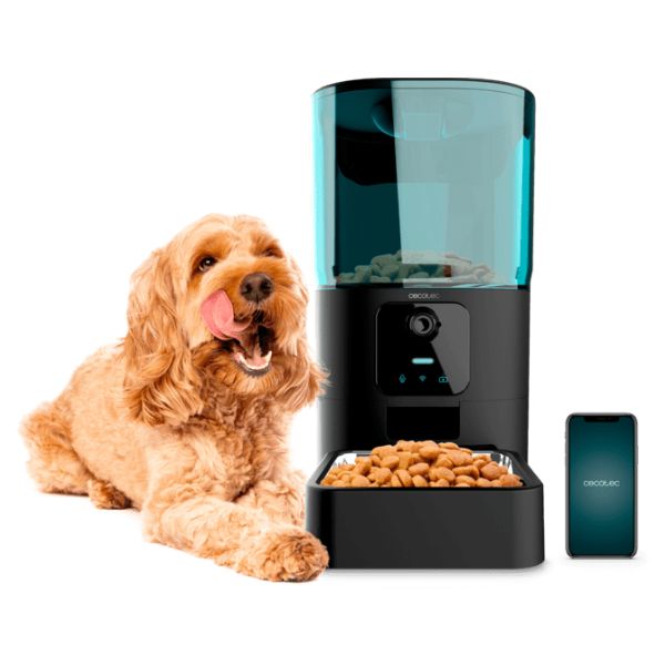 Dispensador de Alimento CECOTEC Pumba 6000 Purrfect Meal Mascotas 6L WiFi Cámara Grabadora de Voz Control de Porciones APP (09566)