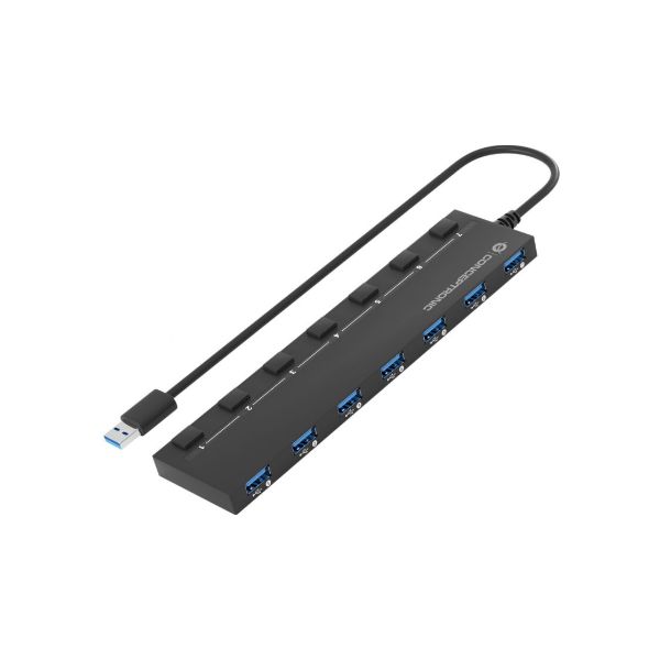 Hub CONCEPTRONIC USB-A 3.0 a 7xUSB-A 3.0 Cable 90cm con Alimentador Negro (HUBBIES19BP)