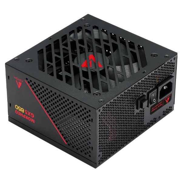 Fuente Abysm Morpheo GX5 ATX 850W PFC Activo Full Modular 12cm 20+4 pin ATX 4xMolex 8xSATA 3xPCIe EPS 80 Plus Gold Negra/Roja Bulk (AB218501)