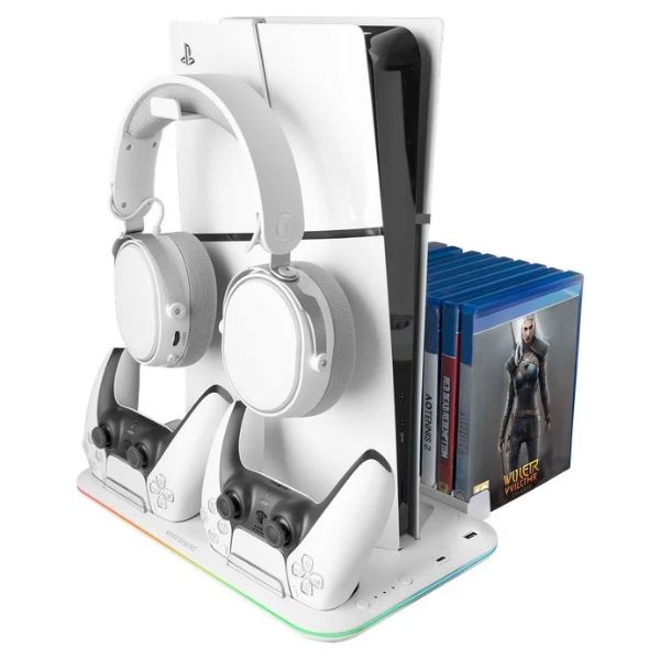 Soporte Mars Gaming Multifunción RGB para PS5 Blanco (MPS5B2)
