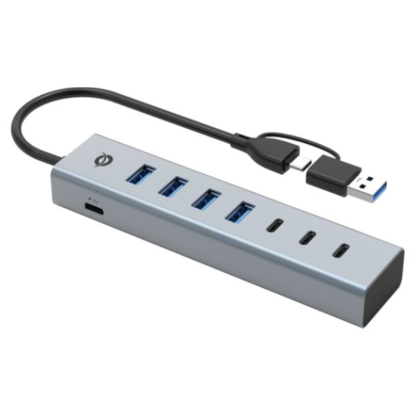Hub CONCEPTRONIC USB-C 3.0 a 3xUSB-A/4xUSB-C con Alimentador Gris (HUBBIES20GP)