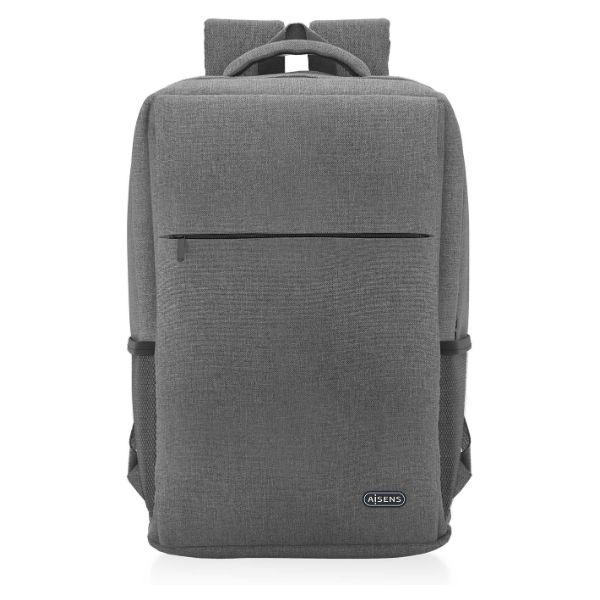 Mochila AISENS Poliéster 17" Bolsillo Frontal/Lateral Asa de Transporte Tirante para Hombro Gris (ASBG-BP081-GR)
