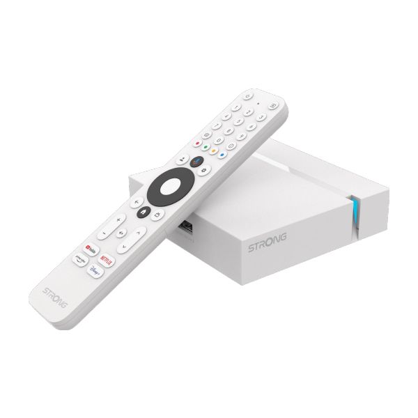 Android TV Box Strong 4K UHD 2Gb 16Gb USB-A HDMI WiFi 5 Bluetooth Ethernet 10/100 Android 11 Google TV Mando Blanco (LEAP-S3+V2)