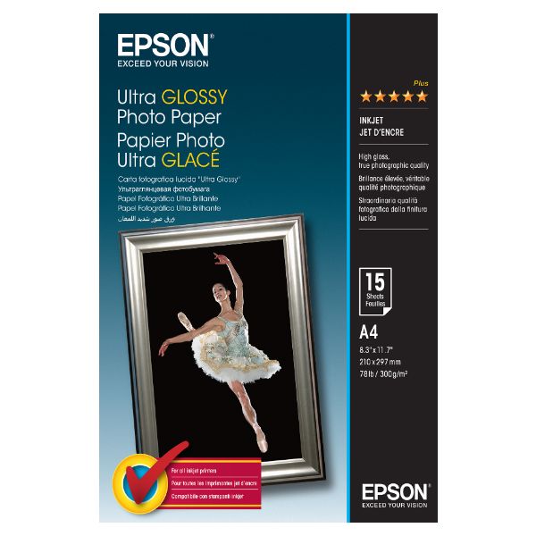 Papel Epson Ultra Glossy A4 15 Hojas Blanco (C13S041927)