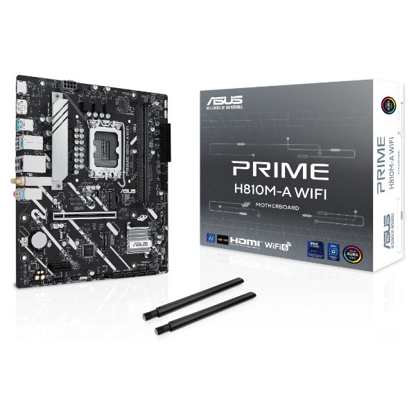 Placa Base ASUS PRIME H810M-A WIFI: (1851) 2DDR5 M.2 SATA3 USB 2.0/3.1 DP HDMI RJ45 7.1 mATX WiFi 6 Bluetooth 5.3 Ethernet GbE