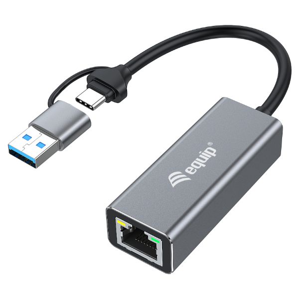 Adaptador EQUIP USB-C a RJ45 2.5 GbE 0.15m Gris (EQ133495)