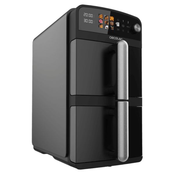 Freidora Aire Cecotec Cecofry DuoLevel 10000, 2cubetas superpuestas de 5L, 2400 W de potencia, control táctil, y 6 programas preconfigurados para una cocción rápida y saludable. (A01_EU01_109329)