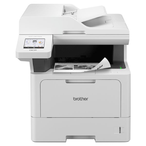 Impresora Multifunción Brother Láser Pantall LCD 3.5? Táctil Color 1200x1200dpi A4 B/N ADF 50 Hojas 2xUSB 2.0 WiFi 4 Ethernet GbE Dúplex Blanca (DCP-L5510DW)