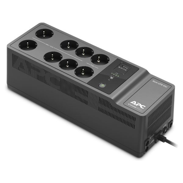 S.A.I. APC 650VA 400W 8xSchuko 1xUSB-A/Carga Negra (BE650G2-GR)