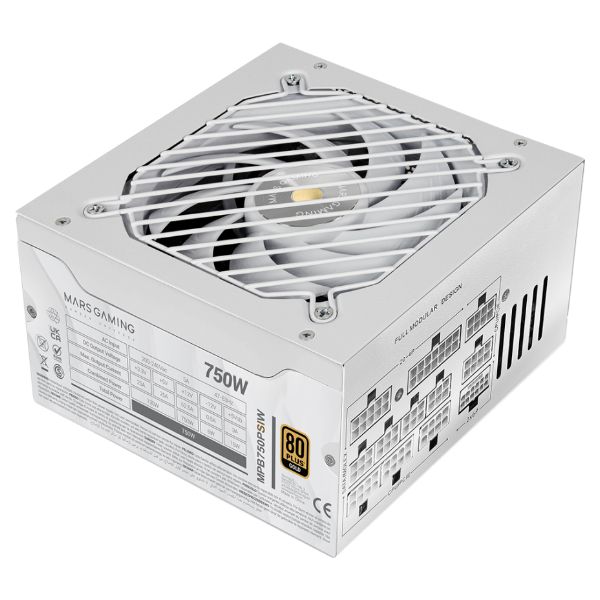 Fuente Mars Gaming ATX 750W 80+ Gold Blanca (MPB750PSIW)