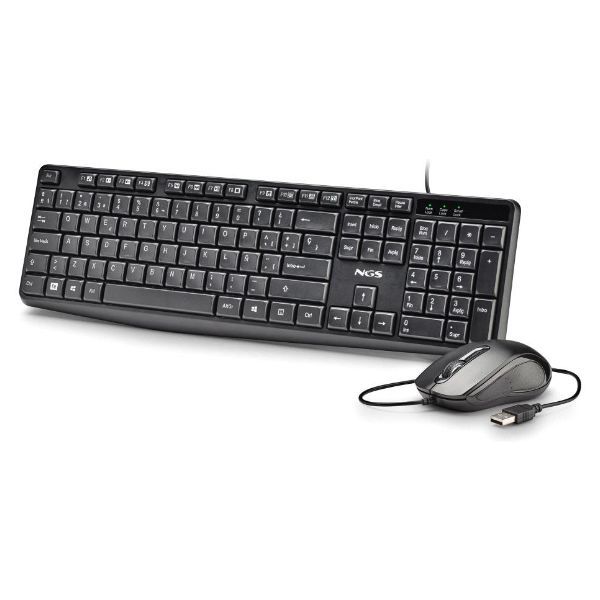 Kit Teclado + Ratón NGS V2 QWERTY USB Óptico Ambidextro 1000dpi Negro (COCOAKITV2SPANISH)