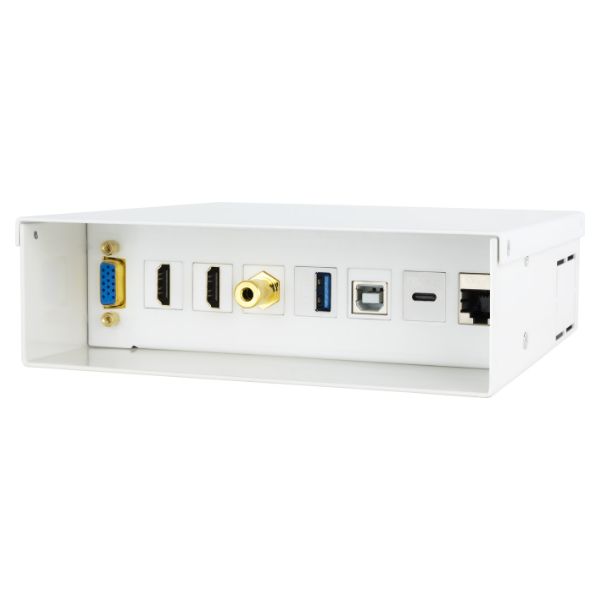 Caja de Conexiones Nanocable VGA/ 2HDMI/ Jack3.5mm / 1Usb-C 10G/ 1usb-B2.0/ 1Usb-A3.0/ 1RJ45 Cat.6A STP, Blanco. (10.35.0004)