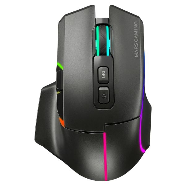 Ratón Mars Gaming Óptico Diestro RGB Chroma RF Wireless/Bluetooth 5.4/USB-A 12000dpi 7 Botones Cable 1.5m Negro (MMWVECTOR)