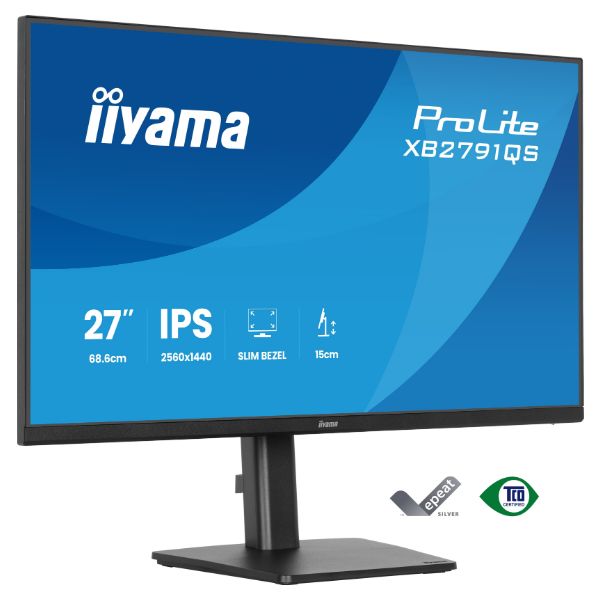 Monitor iiyama 27' ProLite 16:9 350 cd/m² 75Hz 1ms LED IPS QHD sRGB AMD FreeSync Altavoces Incorporados 1xDP 1.2 1xHDMI 1.4 Altura Ajustable VESA Negro (XB2791QS-B1)