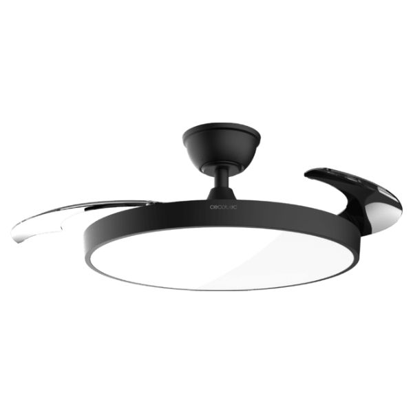 Ventilador de Techo CECOTEC EnergySilence Aero 300 Air Invisible Black Motor DC 30W Luz LED 3 Aspas Retráctiles 6 Velocidades Temporizador 4 horas Función Invierno/Verano Mando a Distancia Negro (A01_EU01_125321)
