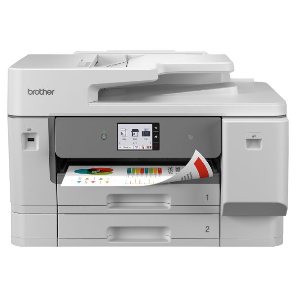 Impresora Multifunción Brother Pantalla 3.5? 1200x4800dpi A3 Color ADF 50 hojas NFC 1xUSB 2.0 WiFi Ethernet GbE Fax Dúplex Blanca/Gris (MFC-J6975DW)