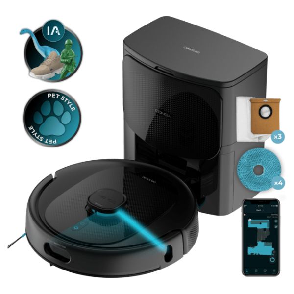 Robot Aspirador CECOTEC Conga 9990 AI Spin Revolution Ultra Power 4 en 1: Barre/Aspira/Friega//Pasa la Mopa 10000 Pa Navegación Láser Base de Autovaciado Control APP (A90_EU01_100148)