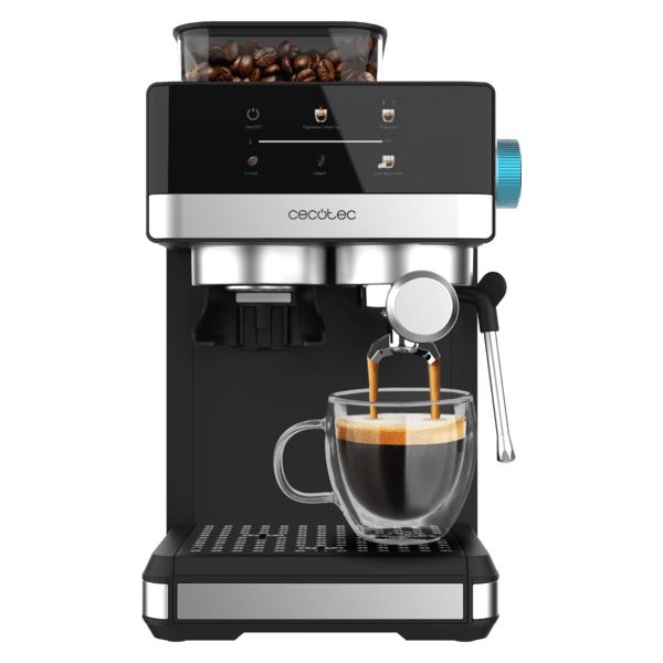 Cafetera CECOTEC Power Espresso 20 Grind 1350W 20 bares Sistema Themoblock Depósito 1.7L Molienda Ajustable Pantalla Táctil Boquilla Espumadora (A01_EU01_108984)