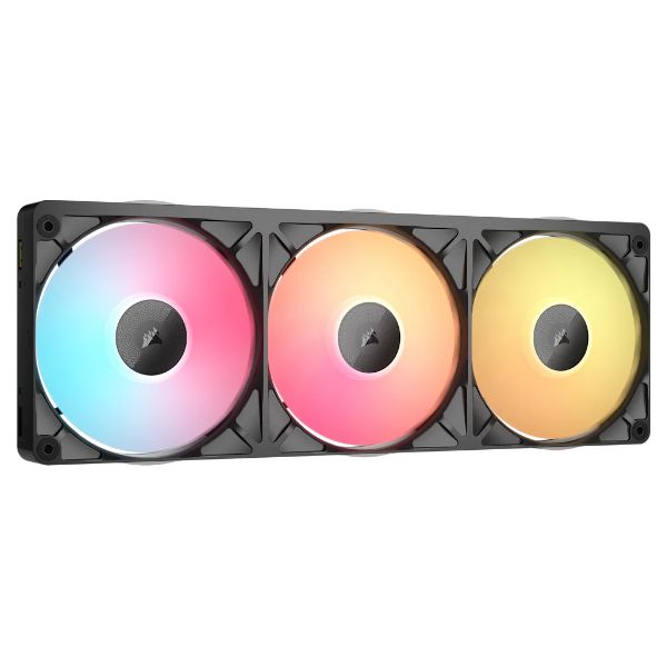 Kit 3 ventiladores para PC Corsair iCUE LINK RX360 II Unified Frame RGB 360mm Control PWM Velocidad de 400 a 2100 RPM. Negro (CO-9051059-WW)