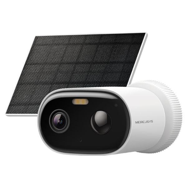 Cámara IP Mercusys Panel Solar 2K 3mp H.264 Sensor CMOS WiFi Visión Nocturna Exterior Pared Blanca (MC410 KIT)
