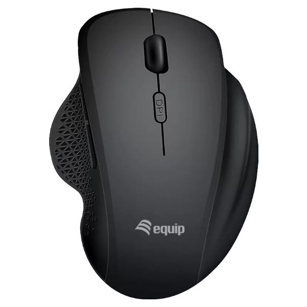 Ratón EQUIP Óptico Ergonómico Diestro RF Wireless Bluetooth 1600dpi 6 Botones Negro (EQ245121)