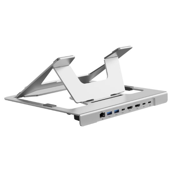 Docking Station USB-C con Soporte para portátil Conceptronic DONN35S HDMI 4K USB-A 3.0 RJ45 Power Delivery 100W Gris (DONN35S)
