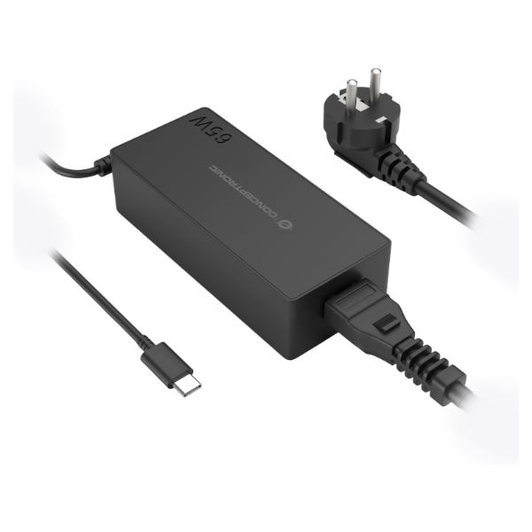 Cargador CONCEPTRONIC OZUL09BE USB-C GaN 65W PD 1.8m. Negro (OZUL09BE)