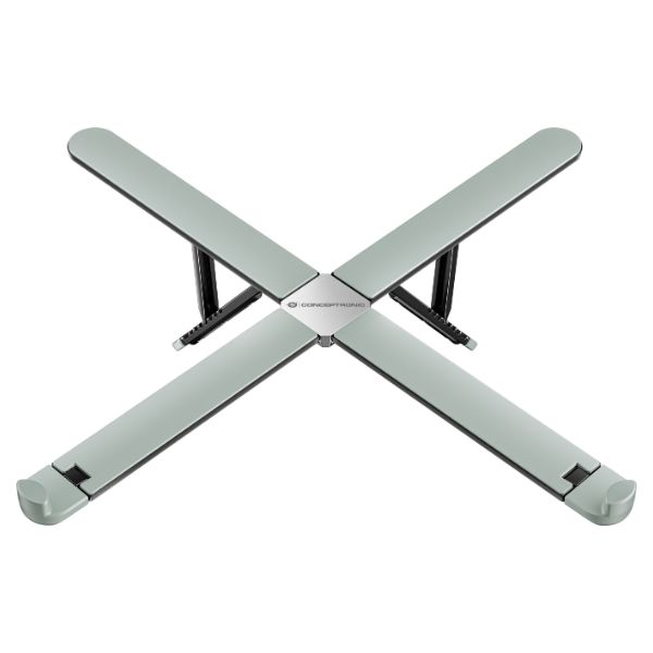 Soporte plegable para portátil de hasta 17.3' 8 niveles de altura ajustable estructura de aleación de zinc superficie antideslizante y capacidad de carga hasta 5 kg. Gris. (THANA11G)