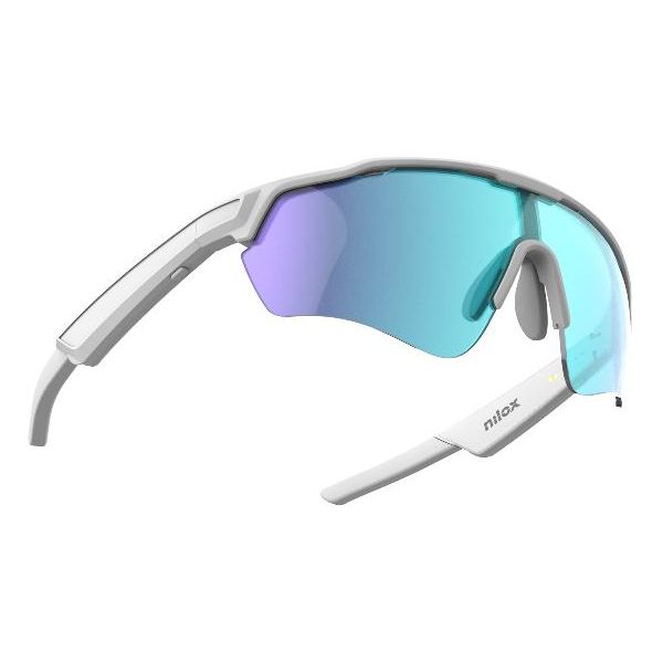 Gafas Inteligentes NILOX Deportivas, con audio y micro integrado, lentes de PC con proteccion contra la luz azul y UV400. Blanco (NXSGSPGLASSESWH)