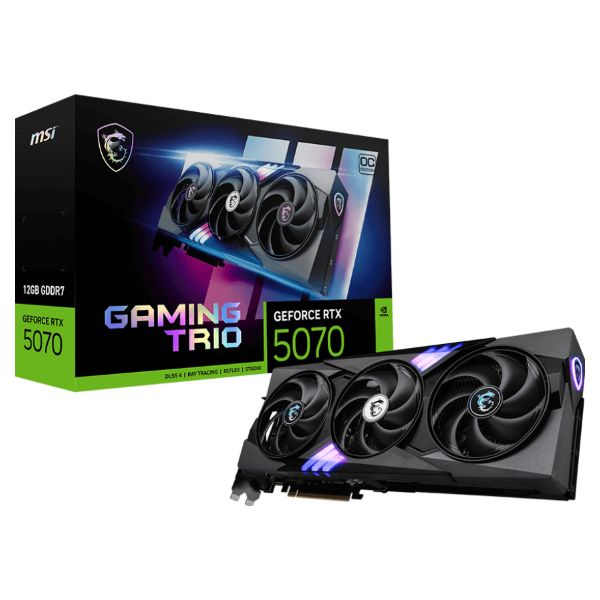 Tarjeta Grafica MSI GeForce RTX 5070 12G GAMING TRIO OC 12GB GDDR7 Triple Ventilador TRI FROZR 4 RGB Negro (912-V532-029)