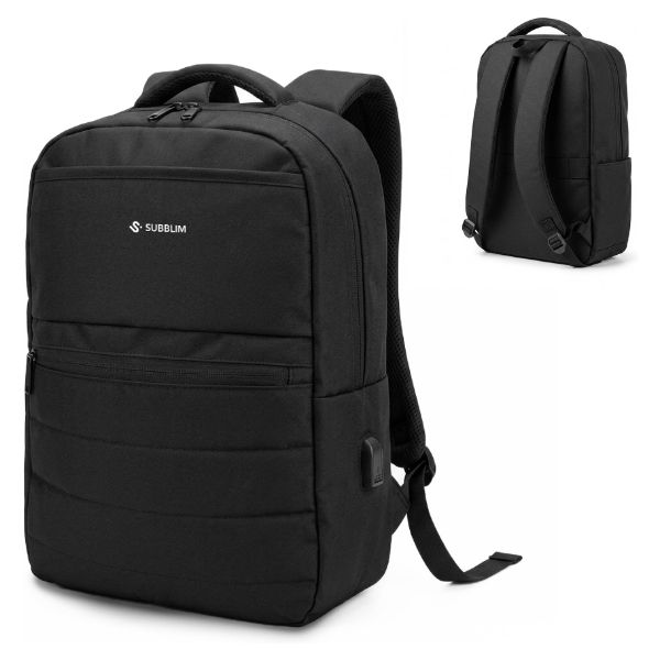 Mochila Subblim Compact Backpack 15L para Portátiles hasta 15.6' Repelente al agua Cinta para Trolley. Negra(SUBBP-2COB000)
