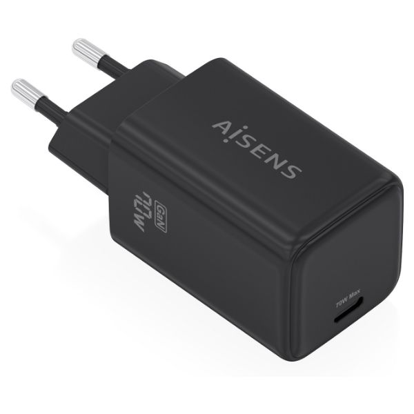 Cargador AISENS GaN 70W 1xUSB-C PD3.2 QC4.0 Negro(ASCH-70W1P089-BK)