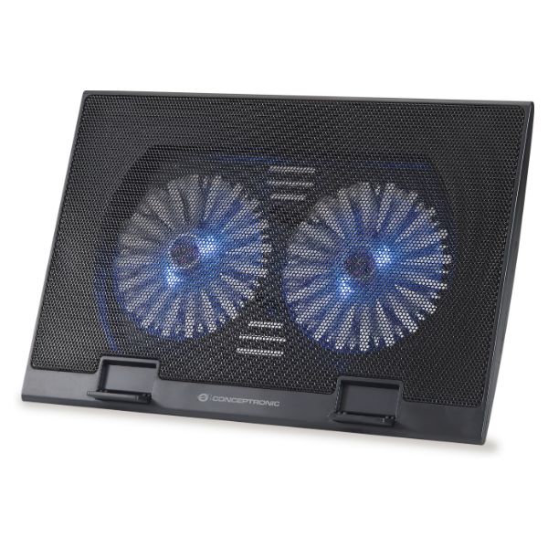 Base de Refrigeración CONCEPTRONIC LED Azul 17" Negra (THANA02B)