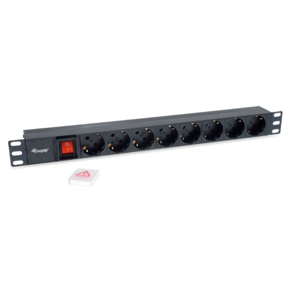 Regleta EQUIP 8 Tomas Interruptor Cable 1.8m Rack 19" 1U Negra (EQ333283)