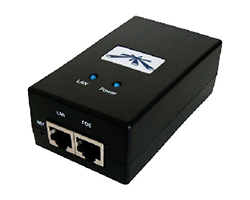 Inyector Ubiquiti 2xRJ45 48V 24W 0.5A Ethernet GbE PoE Negro (POE-48-24W-G)