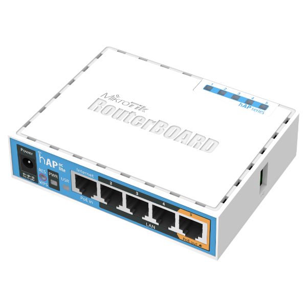 Router Mikrotik hAP AC Lite DualBand 5xRJ45 1xUSB-A 2.0 PoE Antena Interna 15dBi Negro (RB952Ui-5ac2D)
