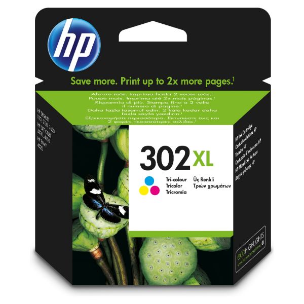 Tinta HP 302XL Tricolor 8ml 300 páginas (F6U67AE)