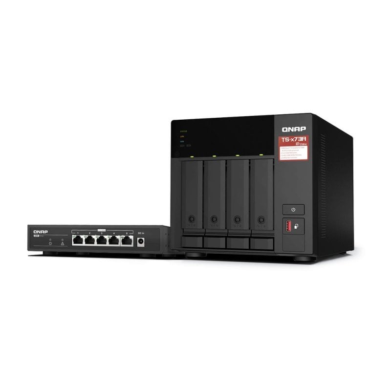 Nas QNAP Ryzen V1500B 8Gb 2M.2 4Bahías 2x2.5Gbe (TS-473A-8G)